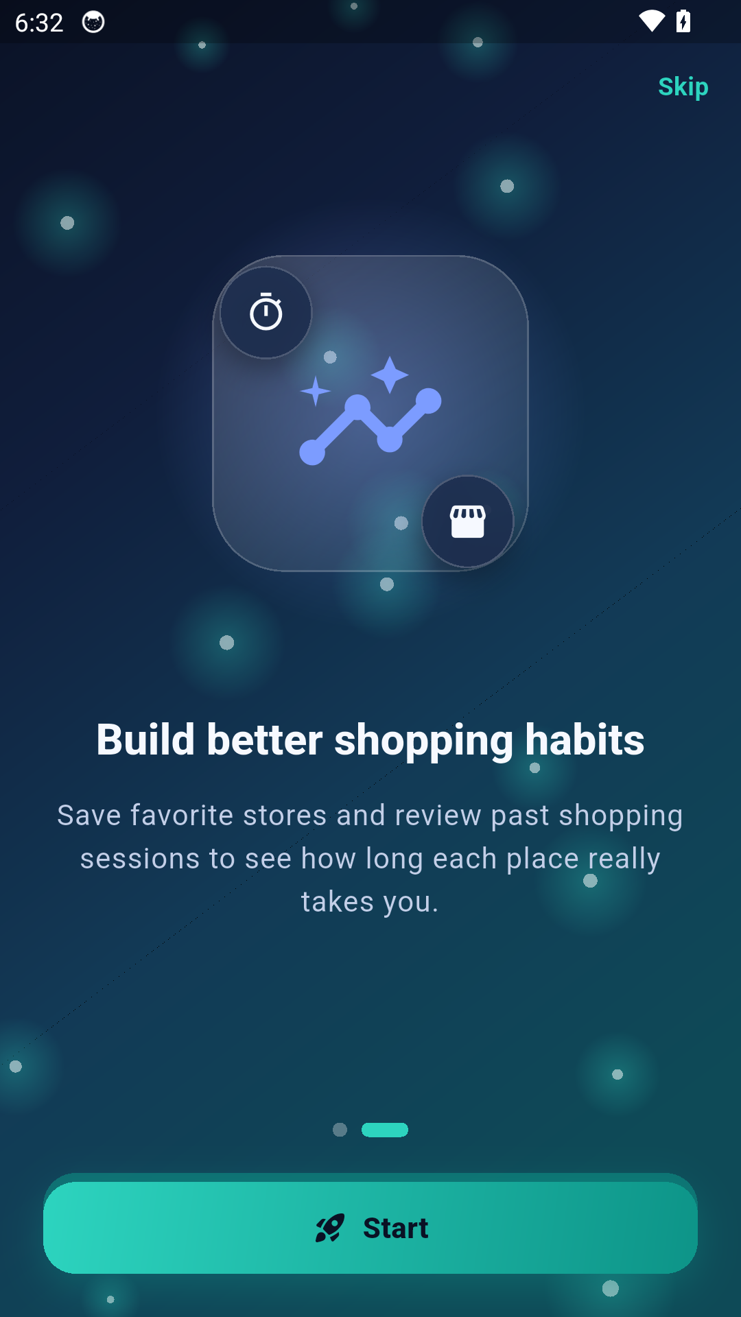 Shopping Time Keeper onboarding habits screen